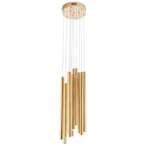 Lampada sospensione Maxlight Organic 10 tubi oro LED dimm.