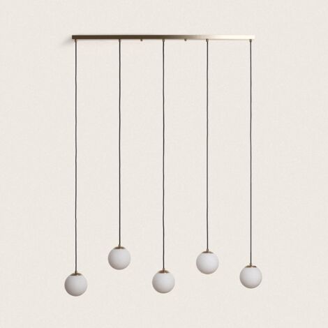 Lampada Sospensione Metallo e Vetro Moonlight Brass 5 Faretti Oro