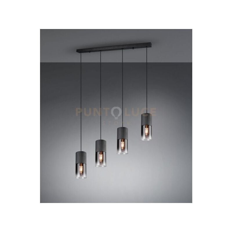 Trio - Sospensione Vintage 4 x E27 Robin Metallo Nero Lighting