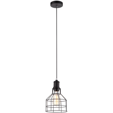 Lampada sospensione moderna nera gabbia E27 60W Synthia Italux