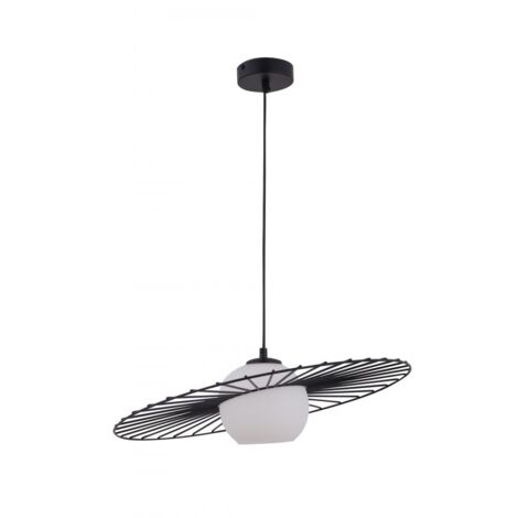 Lampada sospensione Sigma Sol nero vetro bianco E27