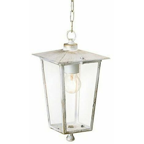 Lampada Sospensione Vintage Lanterna Esterno Giardino Bianco Antico Oro Sovil