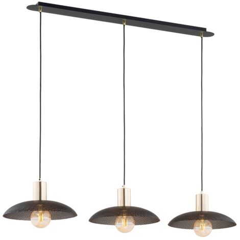 Lampada sospesa a barra Spirit nera/oro 3 luci E27 Emibig