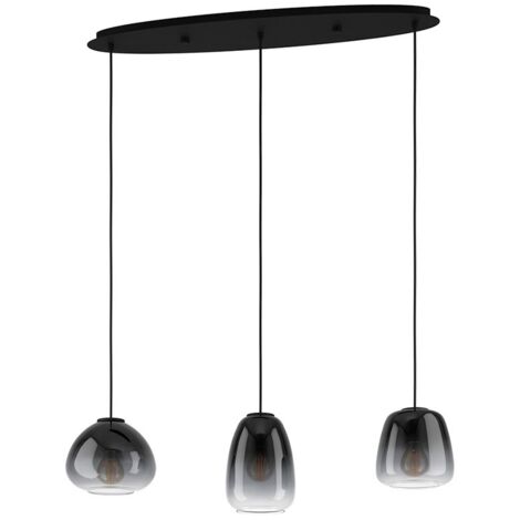 Lampada sospesa Aguilar's Glass, nero e grigio trasparente E27 3x40W L: 84 cm B: 19,5 cm H: 104,5 cm Dimmabile