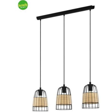 Lampada Sospesa Anwick Eglo 3xE27 Nero Rattan