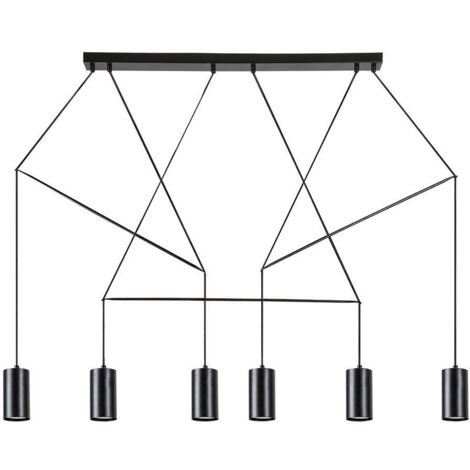 Lampada sospesa Aslaug Metal Matt Black GU10 6 x Max.50W L: 117 cm H: 85 cm Ø6,5 cm Dimmabile