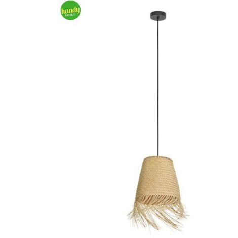 Lampada Sospesa Aycliffe Eglo 1xE27 Nero Legno Naturale