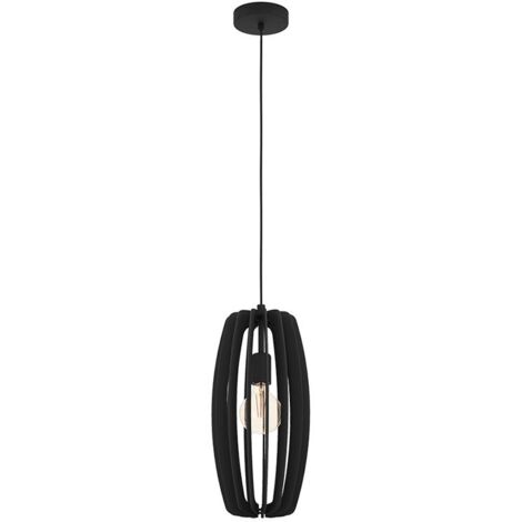 Lampada sospesa Bajazzara Wood Black E27 1x40W H: 110 cm Ø26 cm Dimmabile