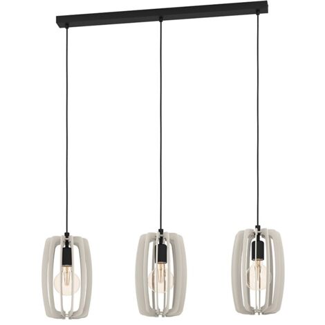 Lampada sospesa Bajazzara Wood Grey E27 3x40W L: 89 cm B: 19 cm H: 110 cm Dimmabile