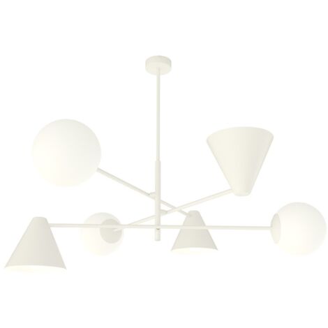Lampada sospesa bianca HERMES 3 coni vetro 6xE14 Emibig