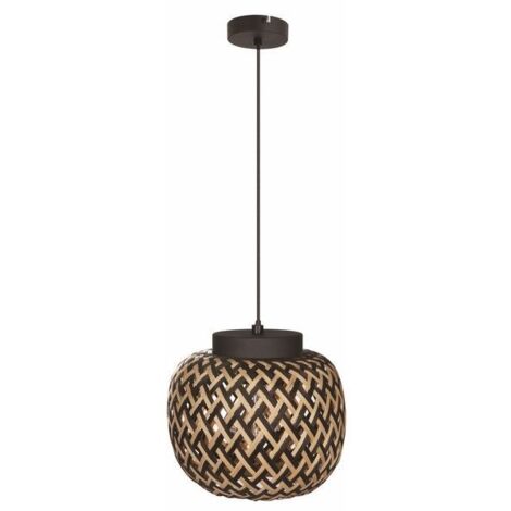 Lampada sospesa boho bambù Ø30 E27 nera Reality Elaine