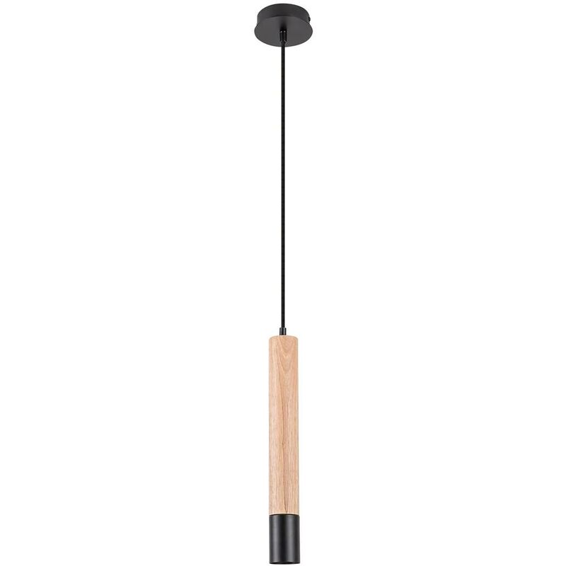 Image of Lampada sospesa Braulia in metallo/legno faggio nero GU10 1 x max. 50w b: 40,5 cm h: 100 cm Ø5,5 cm Dimmabile