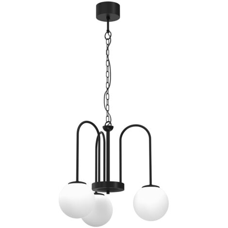 Lampada sospesa Cambridge nera, 3 sfere bianche E14