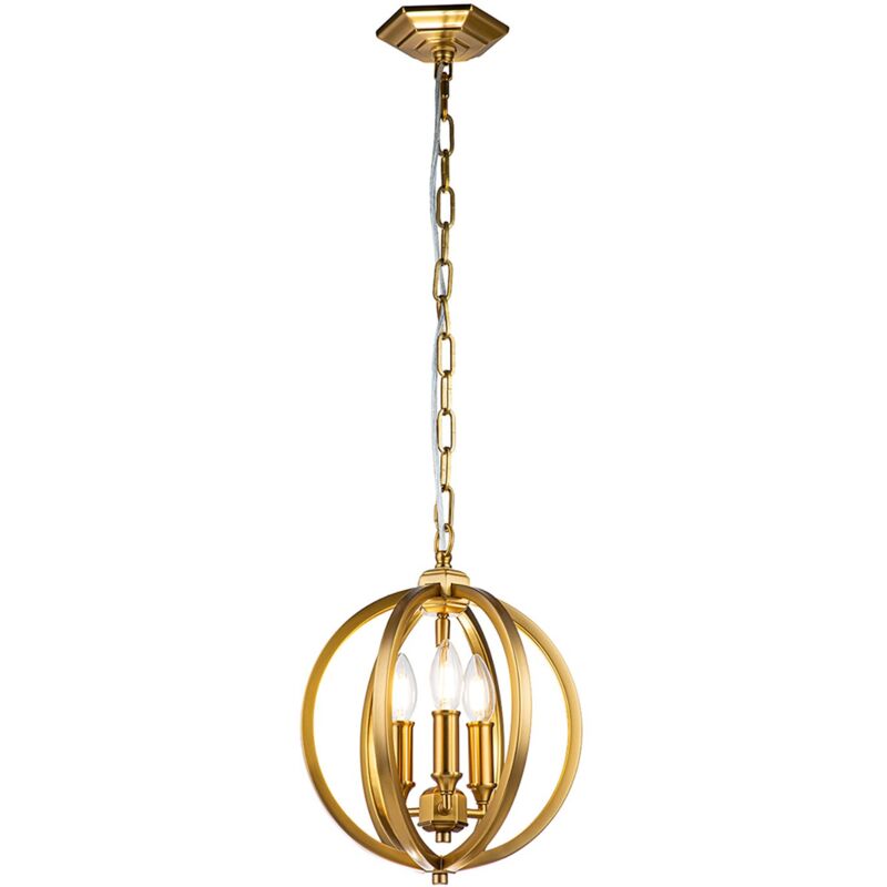 Lampadario Classico Corinne Acciaio Ottone Brunito 3 Luci E14 D28,6Cm