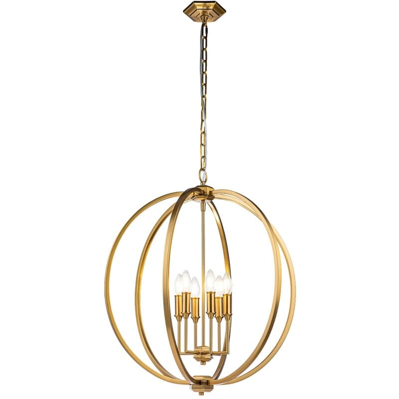 Lampadario Classico Corinne Acciaio Ottone Brunito 6 Luci E14