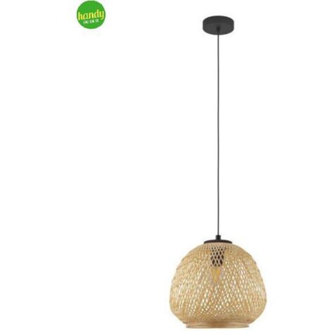 Lampada Sospesa Dembleby Eglo 1xE27 Nero Legno Naturale
