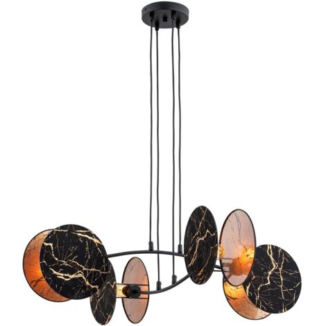 Lampada sospesa Emibig Motif nera 4 luci E27 marmo