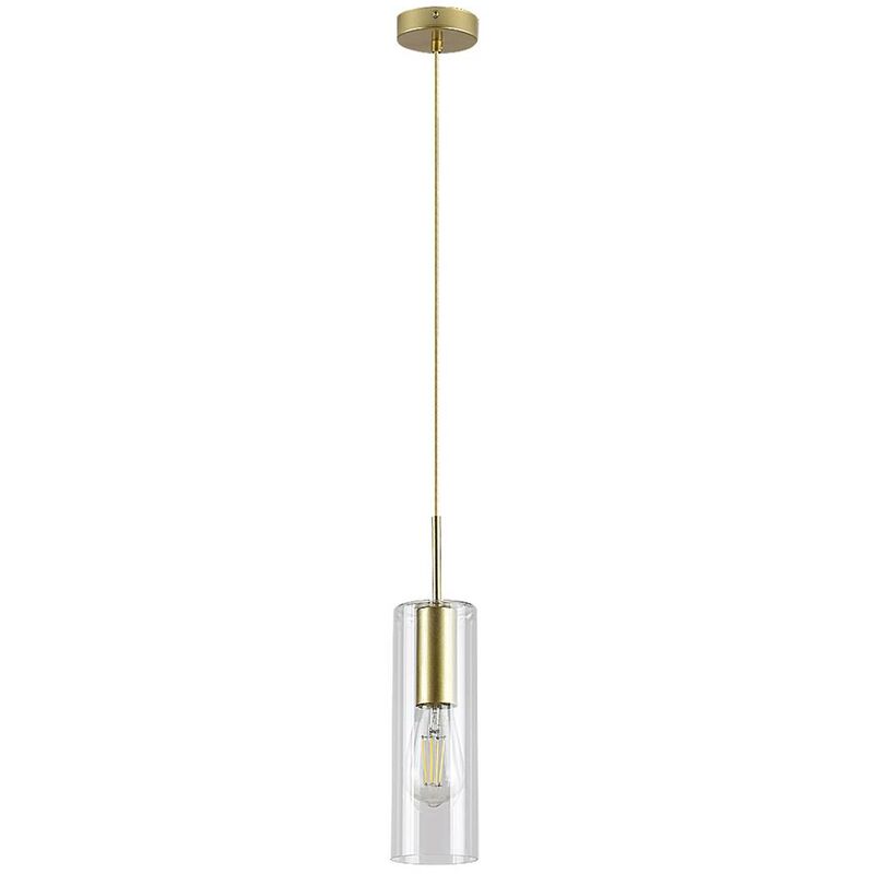 Image of Lampada sospesa Esta E27 1x max.40 w in metallo oro, vetro trasparente h: 150 cm Ø9 cm Dimmabile