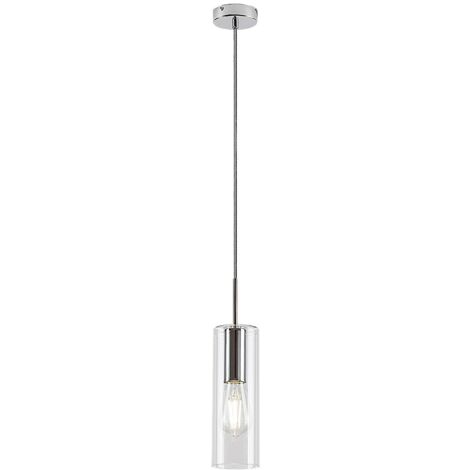 Lampada sospesa Esta E27 1x max.40 W Metal Chrome, vetro trasparente H: 150 cm Ø9 cm Dimmabile