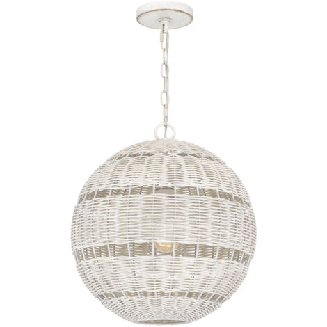 Lampada sospesa esterna rattan bianco ant. E27 IP44