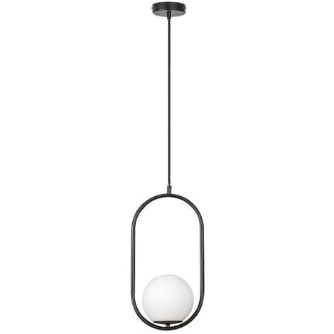 Lampada sospesa Ghita E27 1x Max.20 W Metal Black, Bianco di vetro L: 120 cm B: 21 cm H: 120 cm Ø15 cm Dimmabile