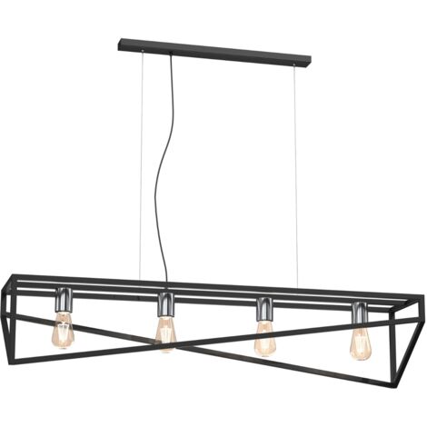 Lampada sospesa industriale nera Gote 4xE27 Luminex