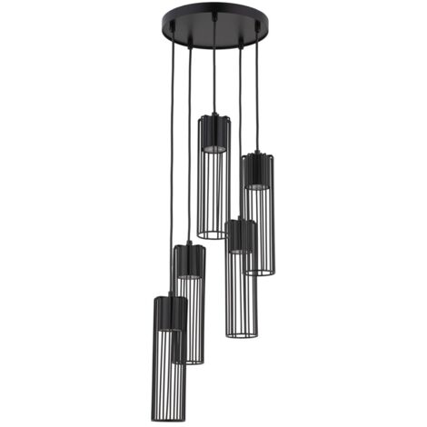 Lampada sospesa industriale nera tonda 5xGU10 Fobia Sigma