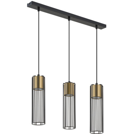 Lampada sospesa industriale nero oro 3xGU10 Fobia Sigma
