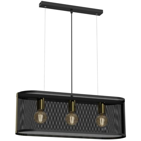 Lampada sospesa Kaga 65cm metallo nero oro 3xE27 Luminex