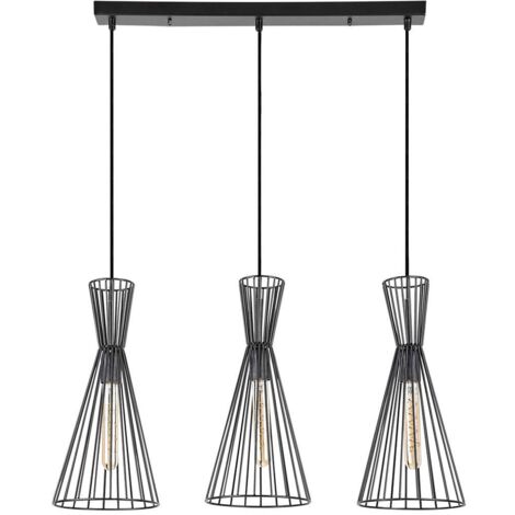 Lampada sospesa Lellandros Metal Matt Black E27 3 x Max.40W H: 150 cm Ø19 cm Dimmabile