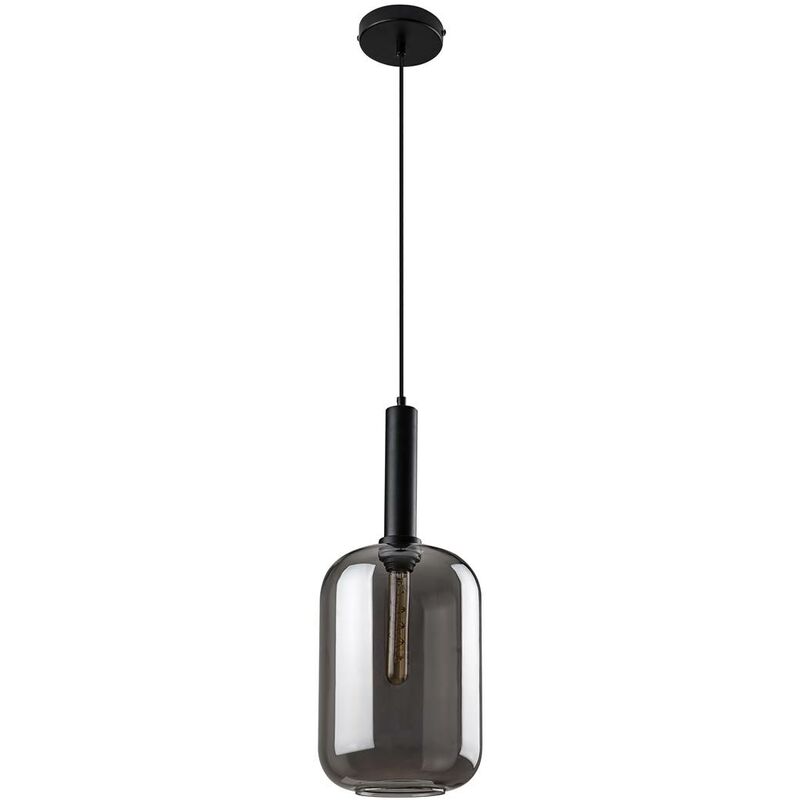 Image of Lampada sospesa Lissandra Metal Matt Black Tinted E27 1 x Max.40W H: 210 cm Ø21,5 cm Dimmabile