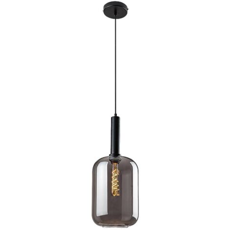 Lampada sospesa Lissandra Metal Matt Black Tinted E27 1 x Max.40W H: 210 cm Ø21,5 cm Dimmabile