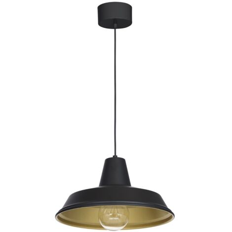Lampada sospesa loft nera interno oro Class E27 Luminex
