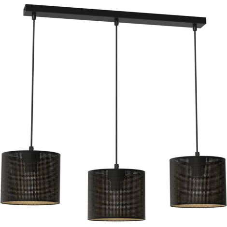 Lampada sospesa Luminex Loft Shade 3 luci nero/oro