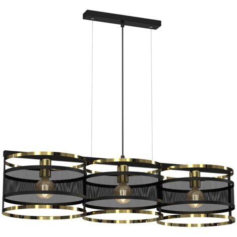 Lampada sospesa Luminex Rim nera/oro 3xE27 110cm metallo