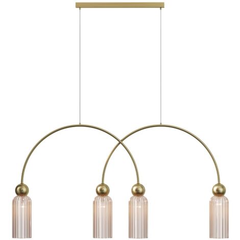 Lampada sospesa Maytoni ANTIC oro cognac vetro rigato 4xE14