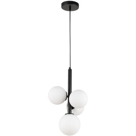 Lampada sospesa moderna nera Perla 4 sfere G9 Sigma