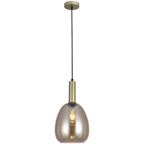 Lampada sospesa moderna oro vetro ovale E27 Italux