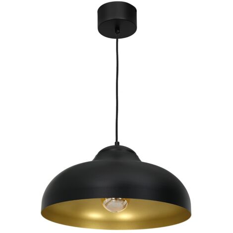 Lampada sospesa nera interno oro E27 Basca Luminex