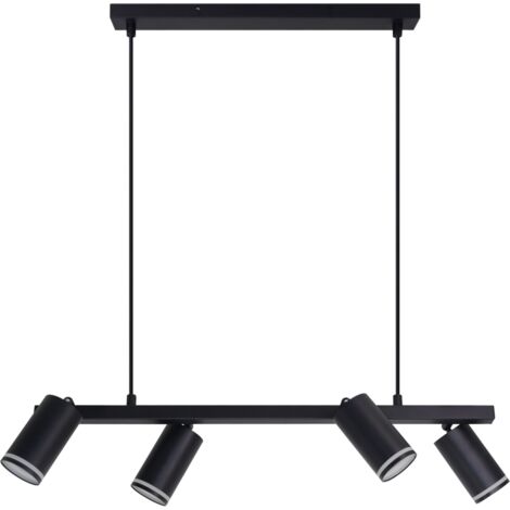 Lampada sospesa PARIS nera alluminio 4 spot GU10 Polux