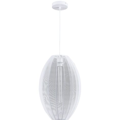 Lampada sospesa Polux Karei bianca tessuto Ø30 E27 20W