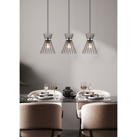 Lampada Sospesa Rod Trio Lighting 3xE27 Nero/Oro