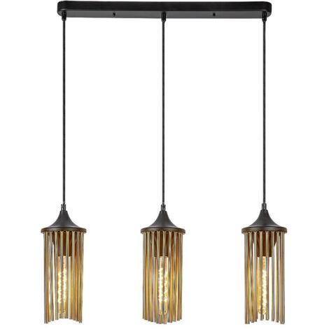 Lampada sospesa Roxas E27 3x max.40w Metal Matt Nero, rame B: 58 cm H: 140 cm Ø12 cm Dimmabile
