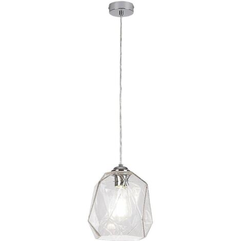 Lampada sospesa Shivani Metal Chrome Glass trasparente E27 1 x Max.40W H: 125 cm Ø20 cm Dimmabile