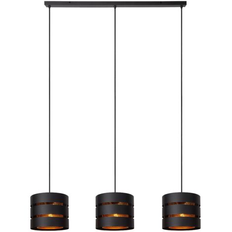 Lampada sospesa tripla moderna nero/oro Lucide Rosas 3xE27