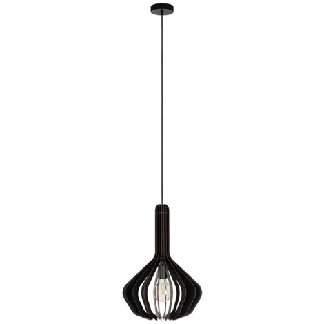 Lampada sospesa Velasco in legno nero E27 1x40W H: 110 cm Ø38 cm Dimmabile