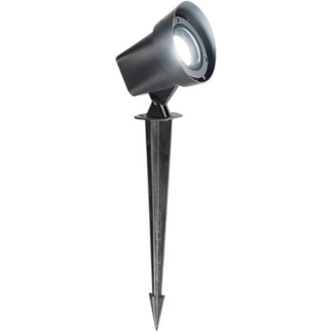 Lampada spot GURU 12x53 cm a picchetto per esterni in alluminio Nero