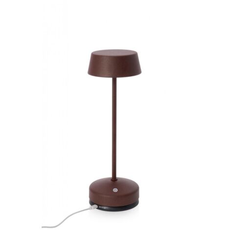 Lampada tavolo a led in metallo ricaricabile uso interno ed esterno h 33 cm -Marrone