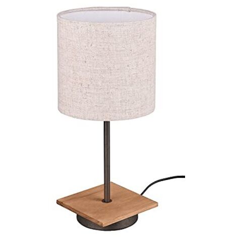 Lampada Tavolo Abajour Moderna Legno con Paralume Sabbia Elmau GD Trio
