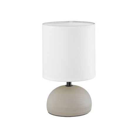 Lampada Tavolo Abat Jour Elegante Ceramica Mezza Sfera Cappuccino Luci GD Trio